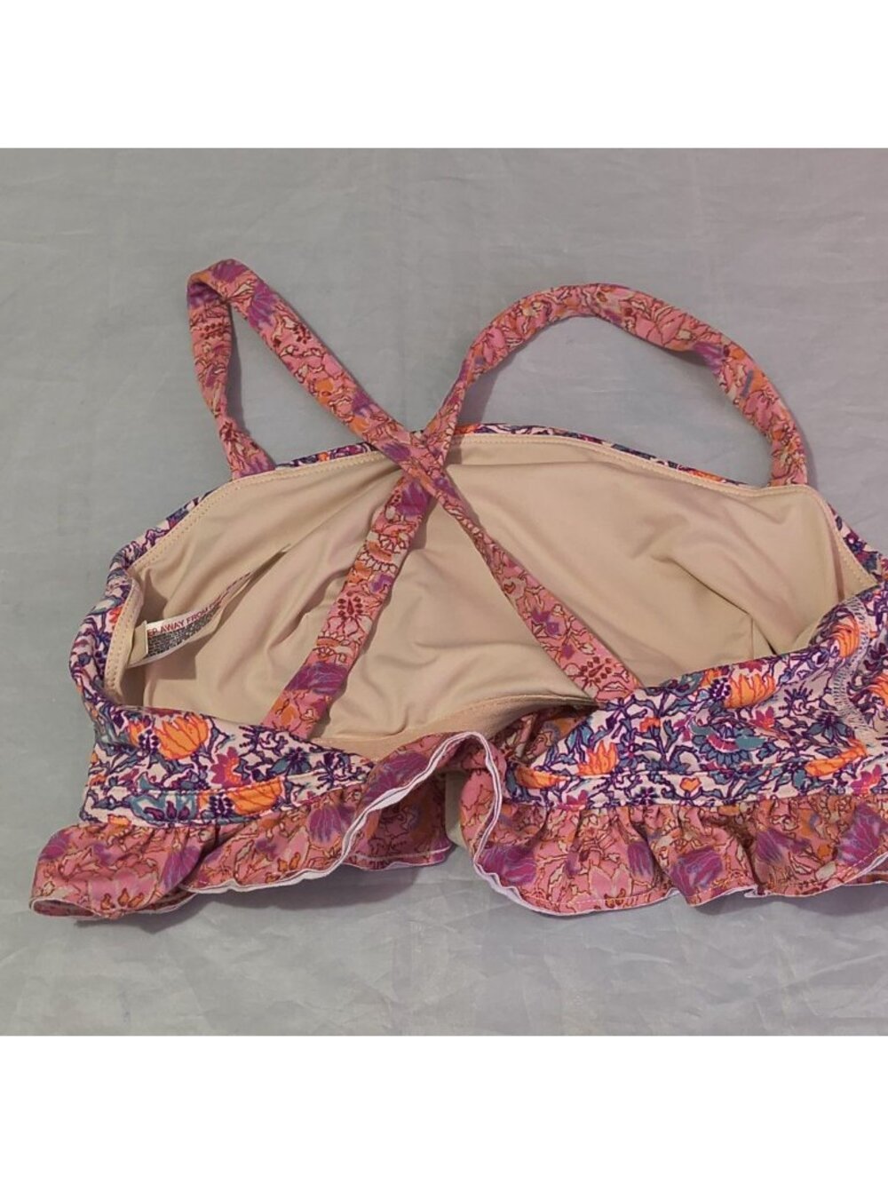 Free People Floral Pink Orange Purple Cropped Bralette - Picture 3 of 11